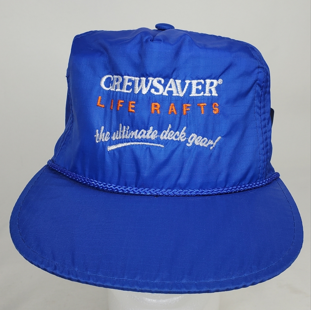 CREWSAVER Life Rafts Waterproof Hat Blue, Vintage Snapback Embroidered Spellout